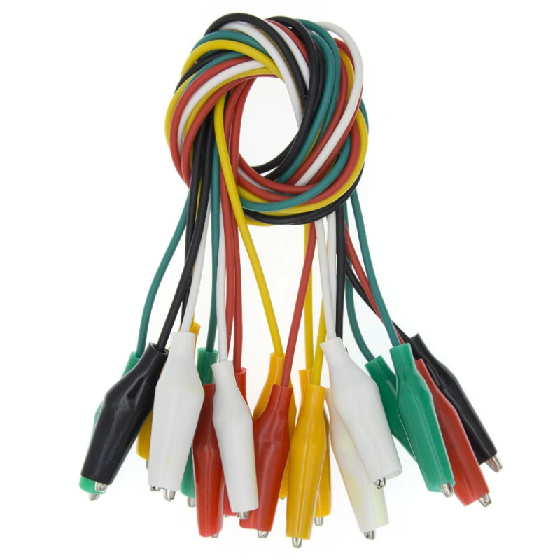 Lot de 10 Câbles Multicolores avec Pinces Crocodiles
