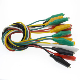 Lot de 10 Câbles Multicolores avec Pinces Crocodiles