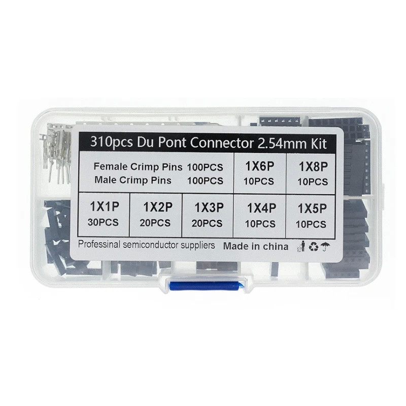 Lot de 310 pièces connecteurs dupont au pas de 2.54mm