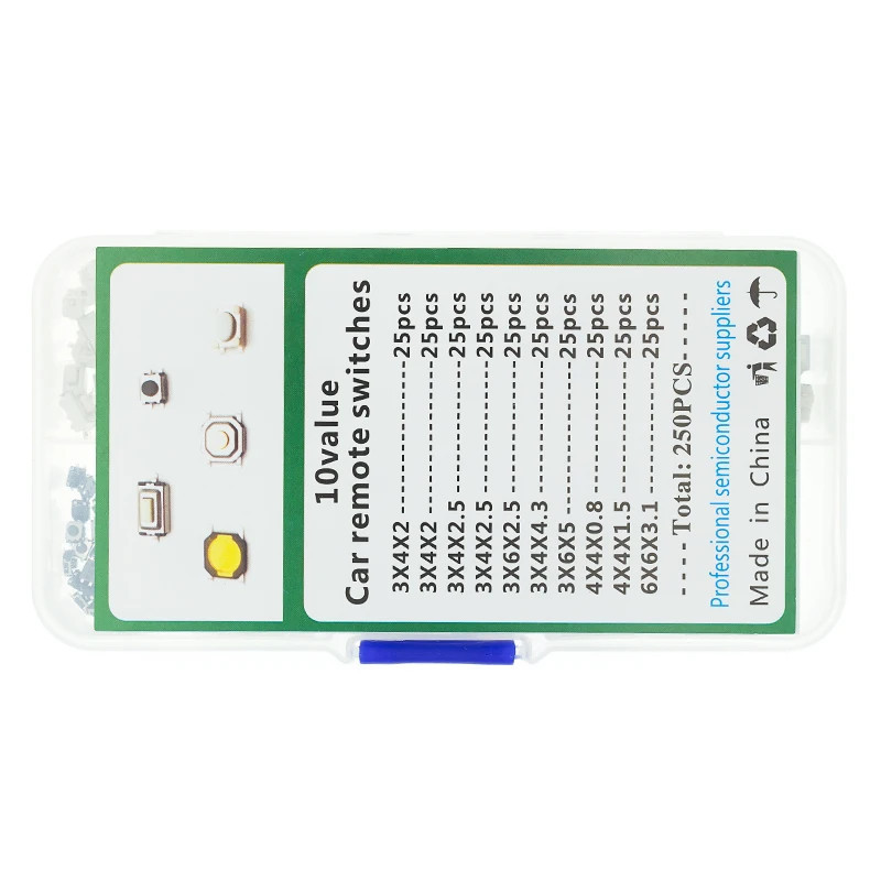 Lot de 250 boutons poussoirs CMS à tailles et formats multiples