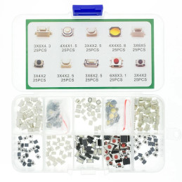 Lot de 250 boutons poussoirs CMS à tailles et formats multiples