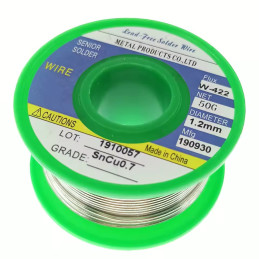 Bobine 50g fil à souder 1mm sans plomb Sn99.3 Cu0.7