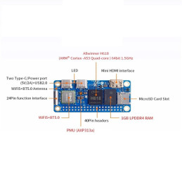 Carte Orange Pi Zero 2W Allwinner H618 1 Go de RAM DDR4, WiFi, BLE