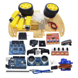 Kit robot mobile UNO V3 à détection d'obstacles compatible Arduino