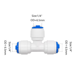 Raccord plastique en T 1/4" pour tuyau plastique