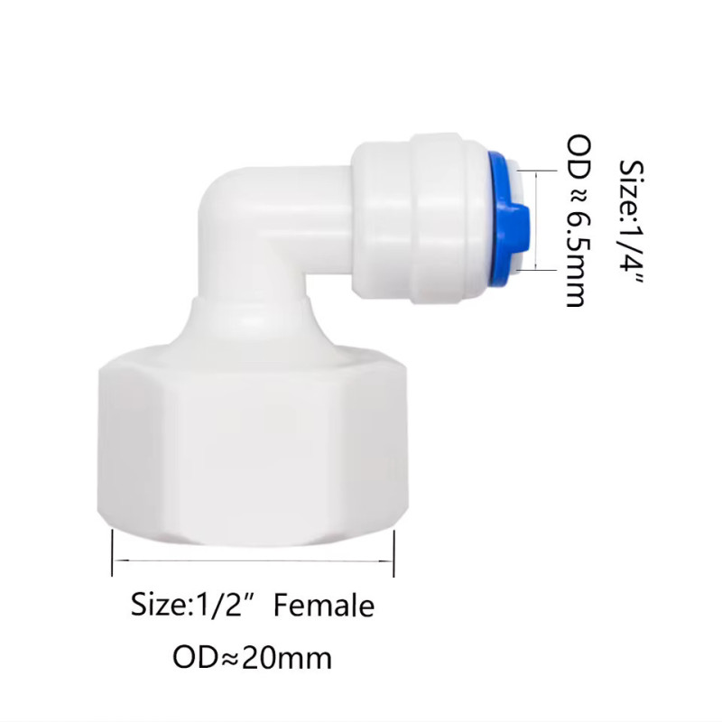 Raccord plastique coudé 90° 1/4 - 1/2