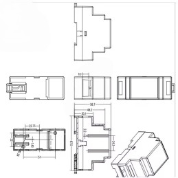 Boîtier en plastique 37x88x59mm DIN 35mm