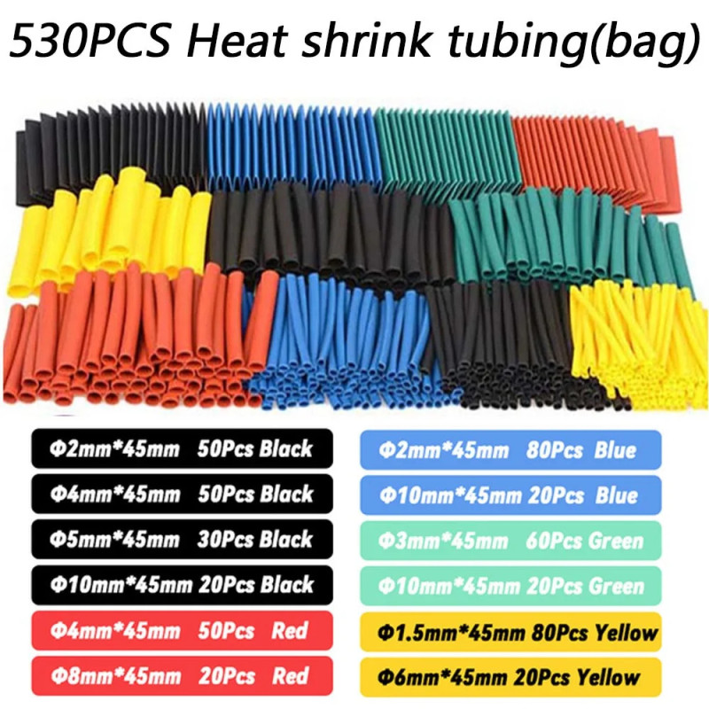 Lot de 530 Gaines Thermorétractables Multicolores