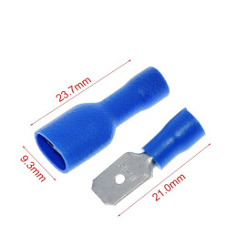 Lot 10 Cosses à Sertir 6.3mm Mâle et Femelle – Bleu