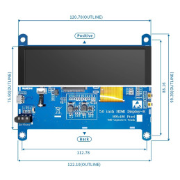 Écran tactile capacitif LCD IPS 5 pouces 800x480 avec connecteur HDMI