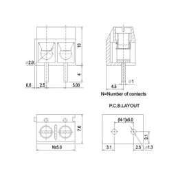 Bornier à vis KF301-4P bleu pour prototypage PCB - Lot de 10