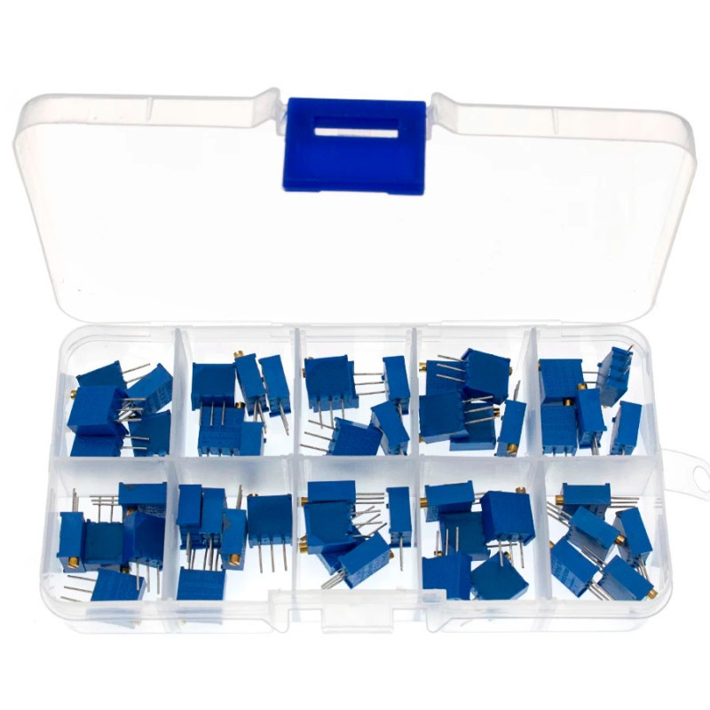 Lot de 50 potentiomètres traversants 3296W à valeurs multiples