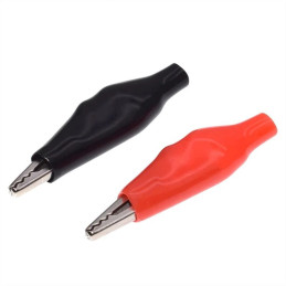 Deux pinces crocodiles électriques en métal 28mm rouge et noir
