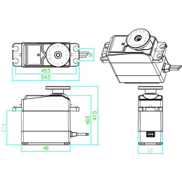 Servomoteur DS3218MG engrenages métalliques couple 20kg/cm