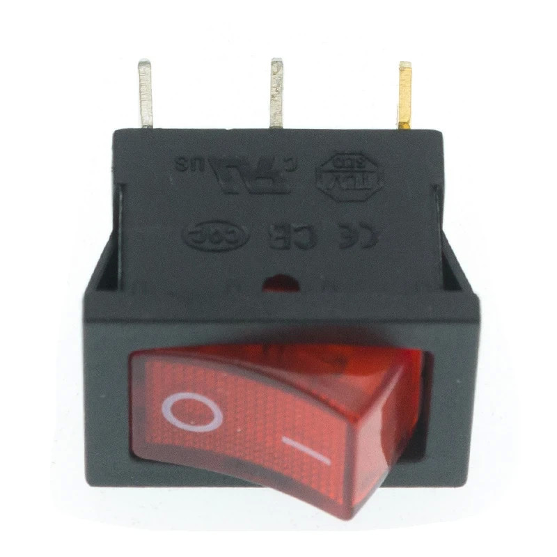 Interrupteur Rouge KCD1-101 250V/6A 3 pins avec LED