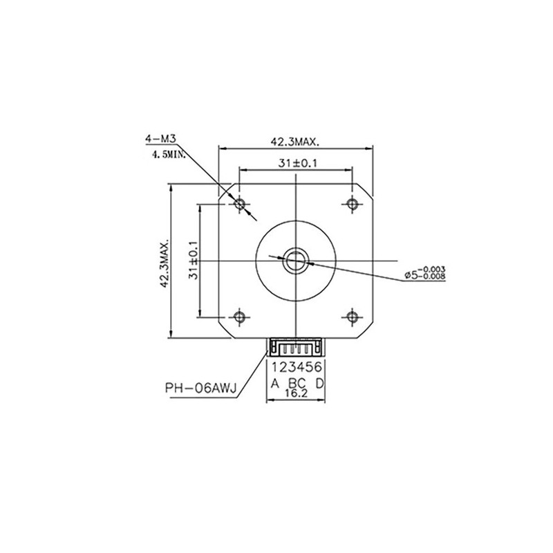 Moteur Pas à Pas Nema 17 42x48mm - 12V, 1.8°, Pour Imprimante 3D Creality CR-10, Ender 3 - Avec Accouplement Et Support - 7